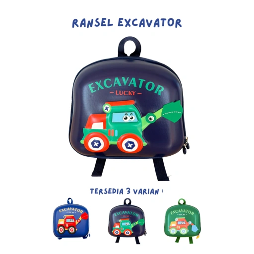 Image of Tas Ransel Excavator Hardcase Backpack Sekolah Anak Motif Lucu