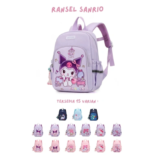 Image of Tas Ransel SANRIO Backpack Sekolah Anak motif Sanrio Kuromi Melody Cinnamoroll