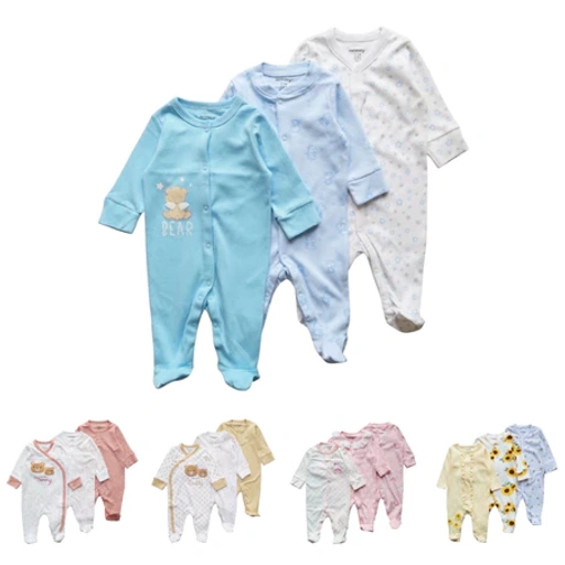Image of Sleepsuit Bayi Paket 3pcs 0-9bulan Jumper Panjang Tutup Kaki