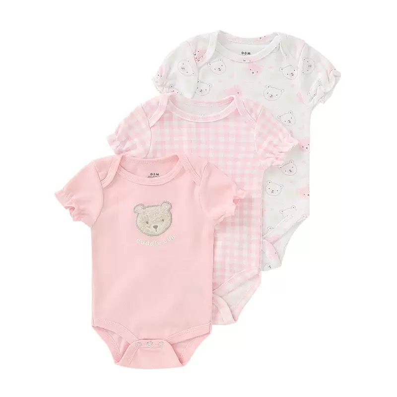 BABYPOTATO - Jumper Pendek Bayi 3SH Paket 3pcs Bodysuit Bayi Lucu 0-9bulan baju bayi newborn