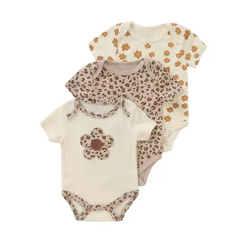 BABYPOTATO - Jumper Pendek Bayi 3SH Paket 3pcs Bodysuit Bayi Lucu 0-9bulan baju bayi newborn