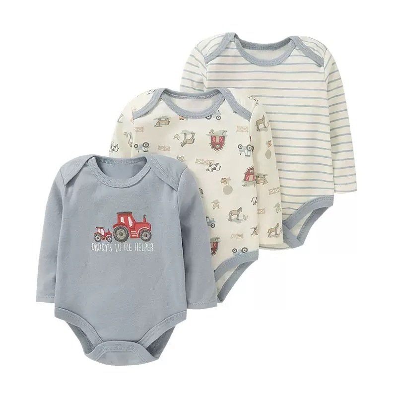 BABYPOTATO - Jumper Pendek Bayi Lengan Panjang 3LHB Paket 3pcs Bodysuit Bayi Lucu 0-9bulan baju bayi newborn