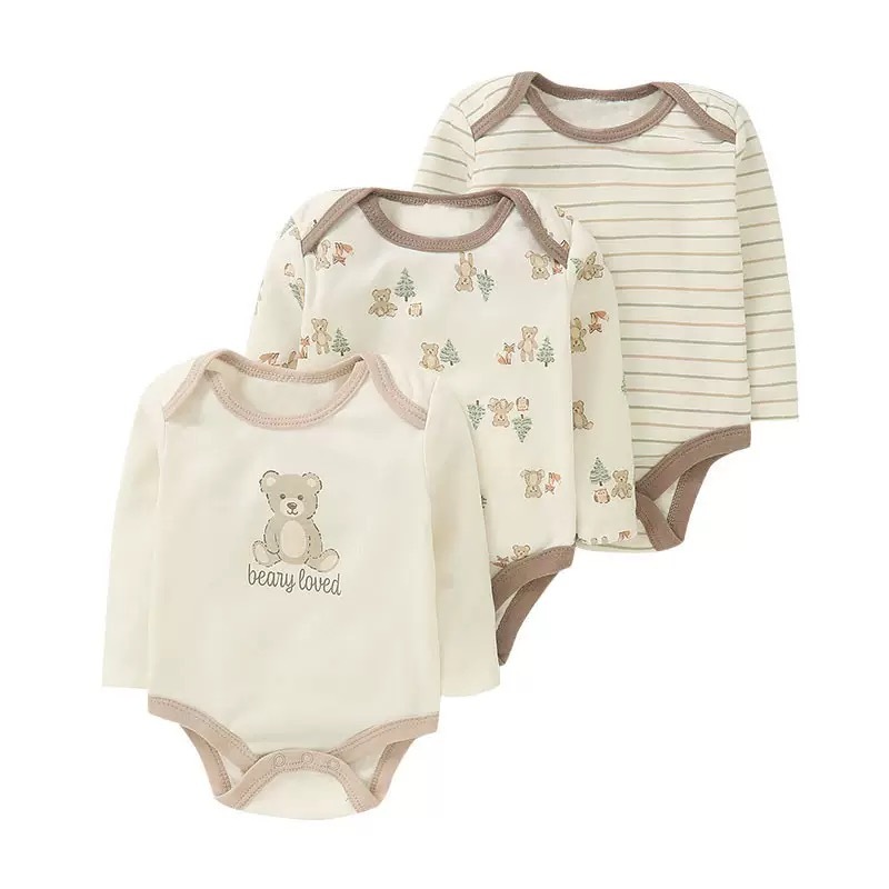BABYPOTATO - Jumper Pendek Bayi Lengan Panjang 3LHB Paket 3pcs Bodysuit Bayi Lucu 0-9bulan baju bayi newborn