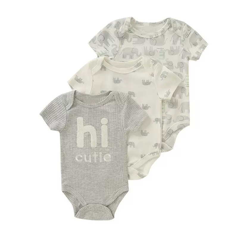 BABYPOTATO - Jumper Pendek Bayi 3SH Paket 3pcs Bodysuit Bayi Lucu 0-9bulan baju bayi newborn