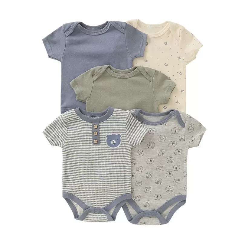 BABYPOTATO - Jumper Pendek Bayi 5SP Paket 5pcs Bodysuit Bayi Lucu 0-9bulan baju bayi newborn