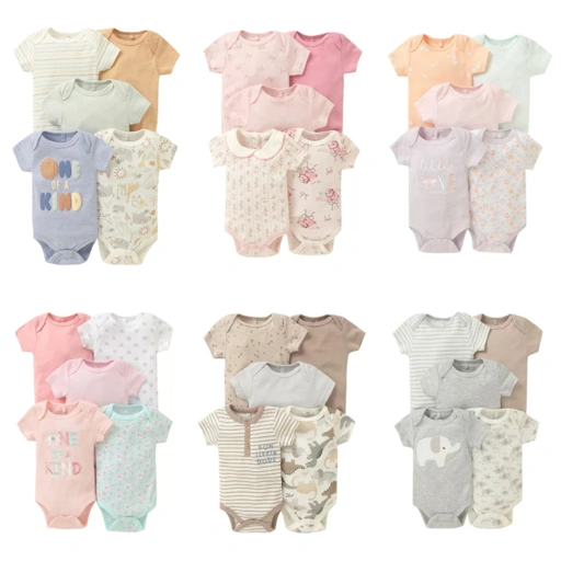 Image of BABYPOTATO - Jumper Pendek Bayi 5SP Paket 5pcs Bodysuit Bayi Lucu 0-9bulan baju bayi newborn