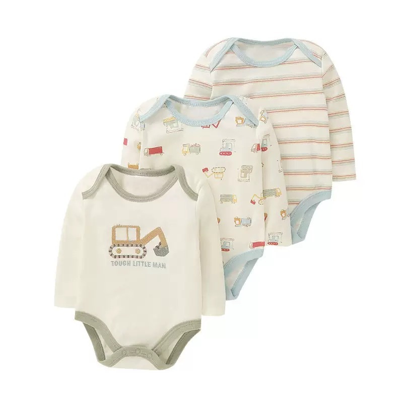 BABYPOTATO - Jumper Pendek Bayi Lengan Panjang 3LHB Paket 3pcs Bodysuit Bayi Lucu 0-9bulan baju bayi newborn