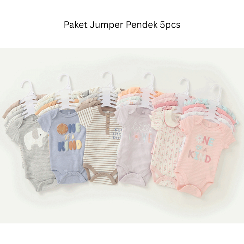 BABYPOTATO - Jumper Pendek Bayi 5SP Paket 5pcs Bodysuit Bayi Lucu 0-9bulan baju bayi newborn