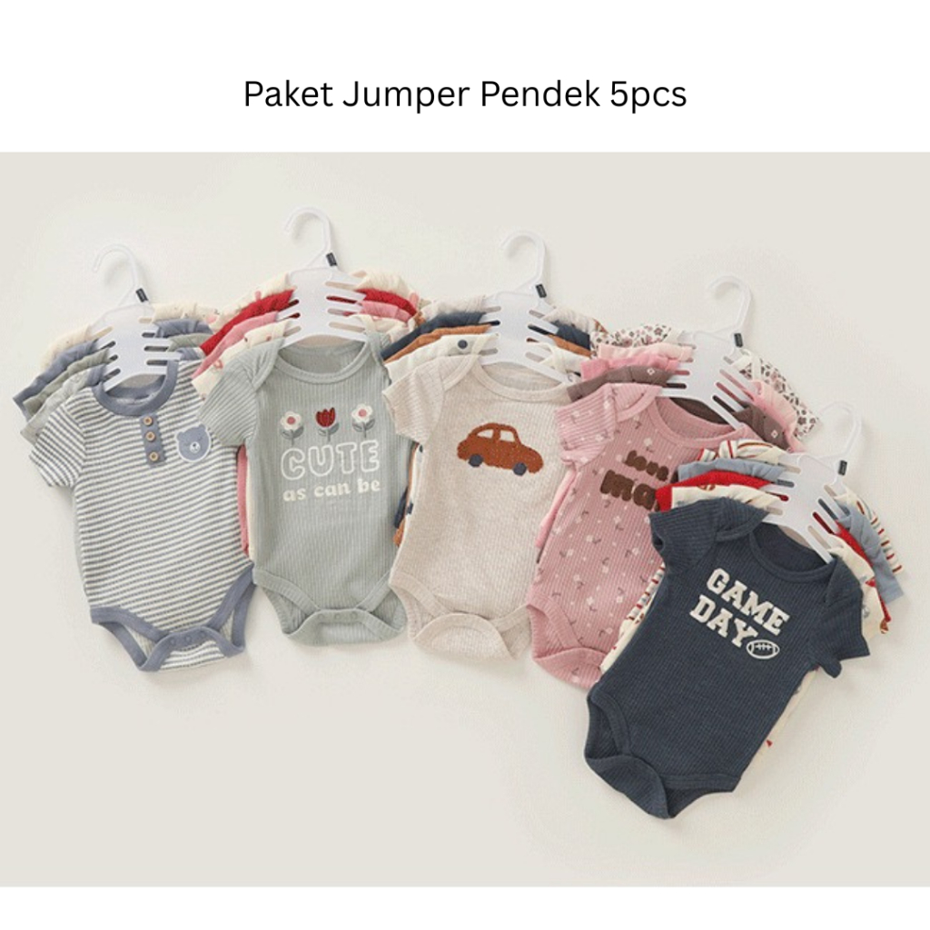 BABYPOTATO - Jumper Pendek Bayi 5SP Paket 5pcs Bodysuit Bayi Lucu 0-9bulan baju bayi newborn