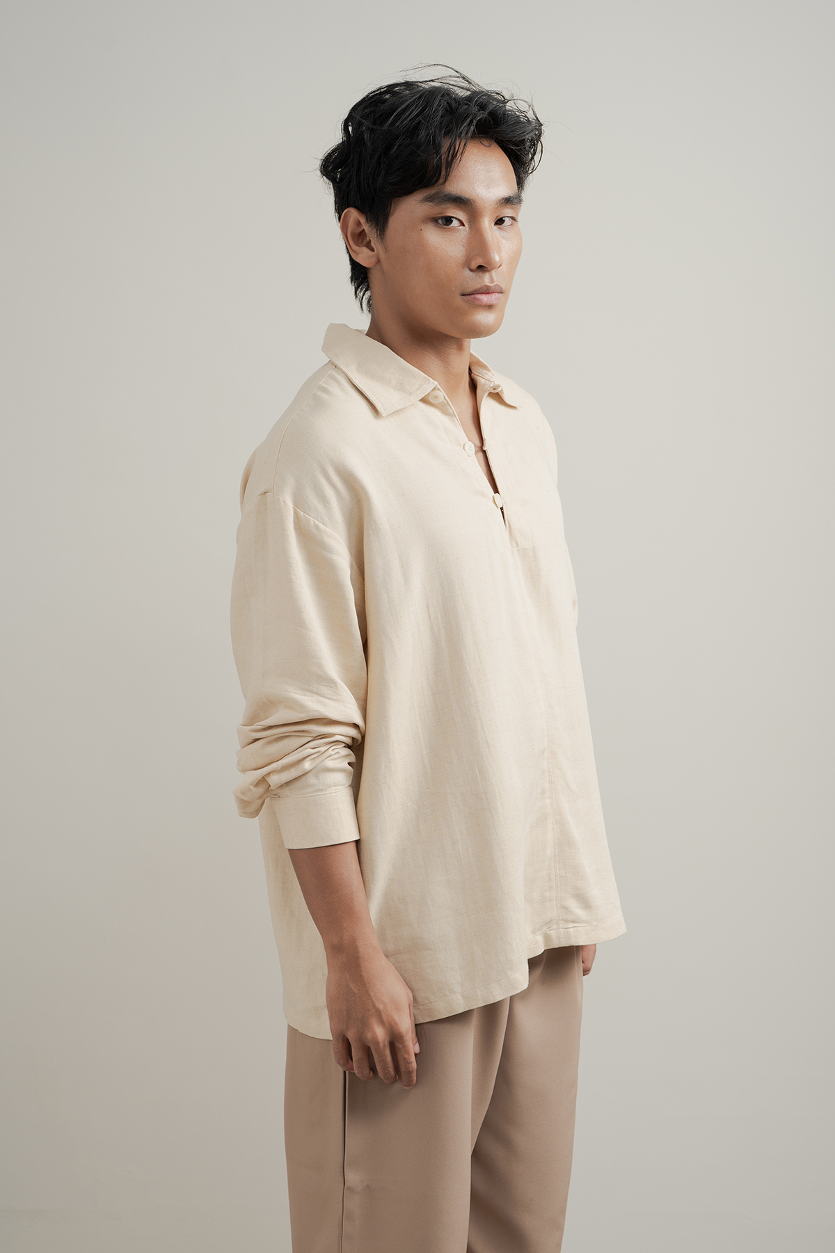 Zain Shirt in Cream Linen