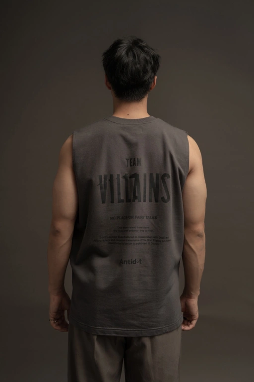 Image of Team Villains Sleeveless Tee in Charcoal