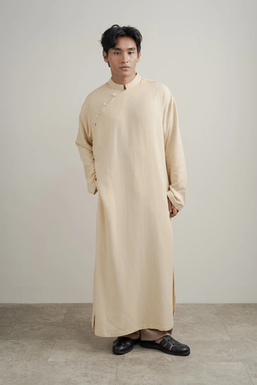Image of Malik Thobe in Cream Linen