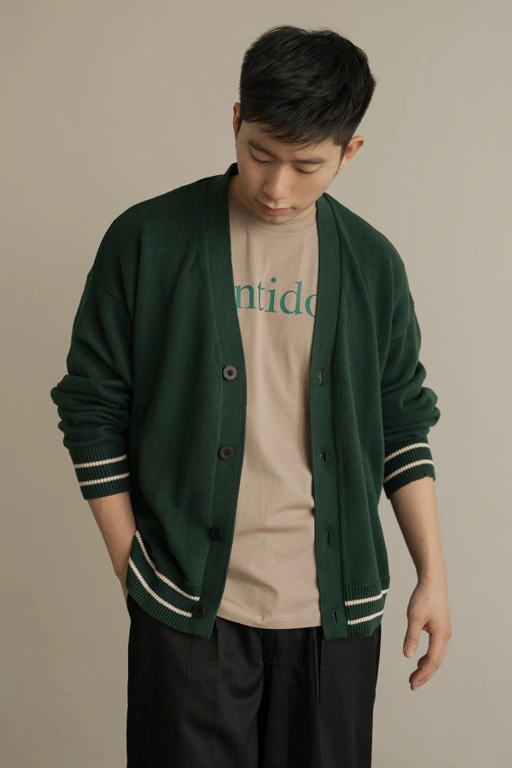 Image of Noah Knit Cardigan in Pine Green