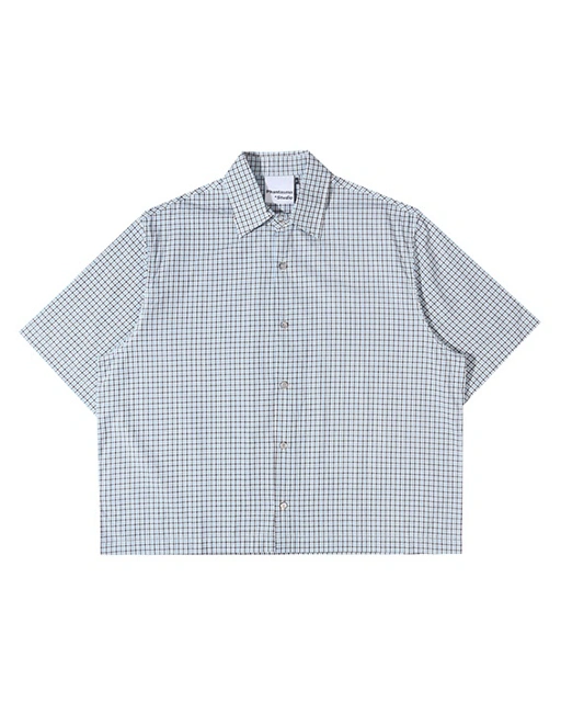 Image of Jansen 2.0 Boxy Plaid Crop Shirt. Sky Blue