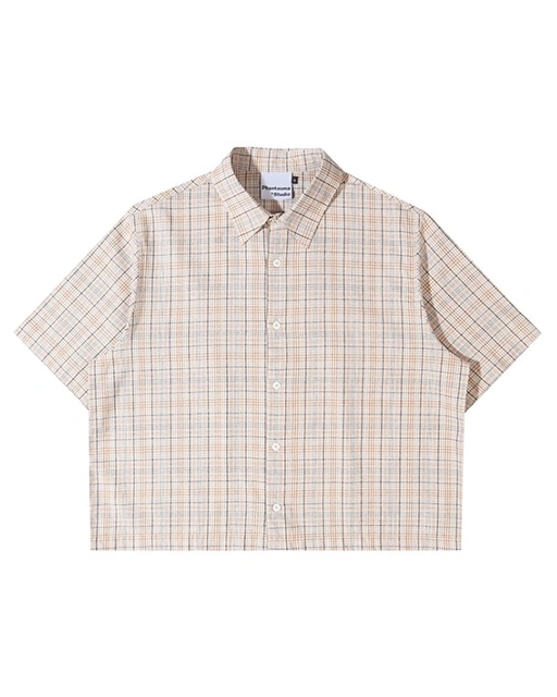 Image of Jansen 2.0 Boxy Plaid Crop Shirt. Brown