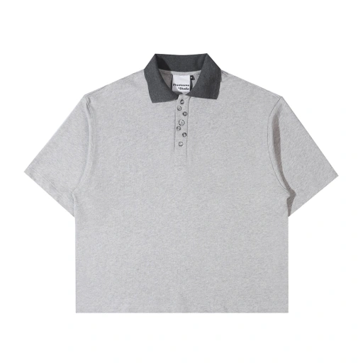 Image of Miles Oversized Polo Shirt. Misty Grey