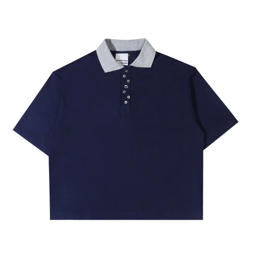 Image of Miles Oversized Polo Shirt. Navy