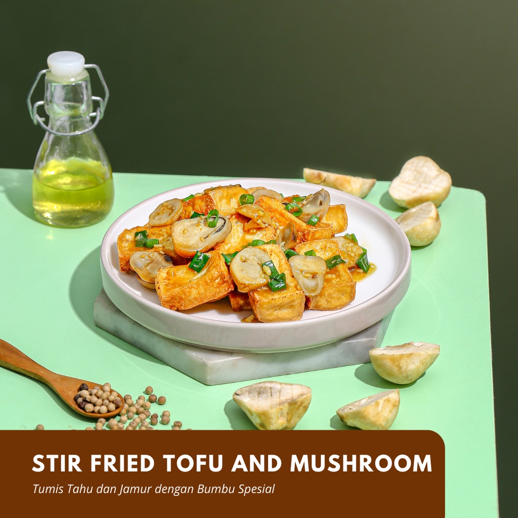 Satu Porsi Stir Fried Tofu and Mushroom