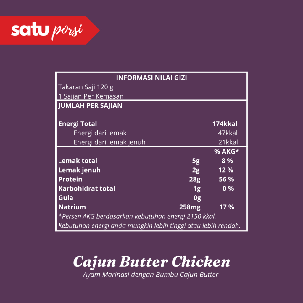 Frozen Food Satu Porsi Siap Masak Cajun Butter Chicken