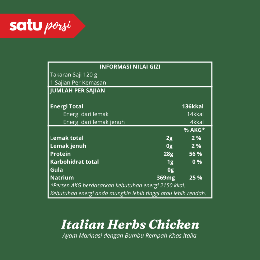 Frozen Food Satu Porsi Siap Masak Italian Herbs Chicken