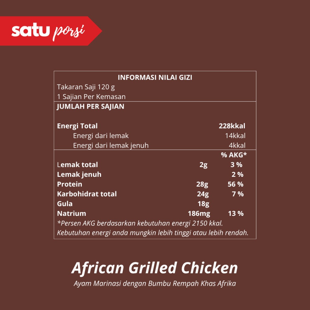 Frozen Food Satu Porsi Siap Masak African Grilled Chicken