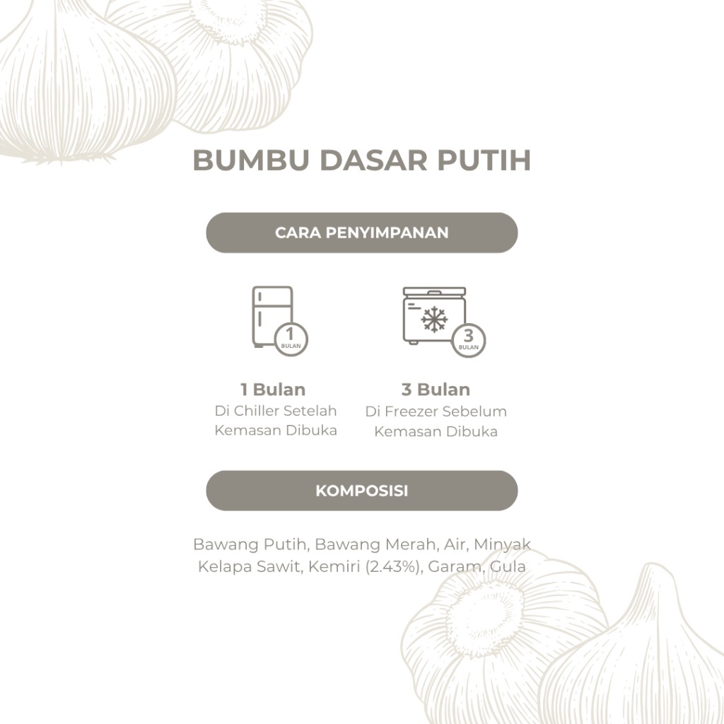 Satu Porsi BUMBU DASAR (Putih/Merah/Orange/Kuning)