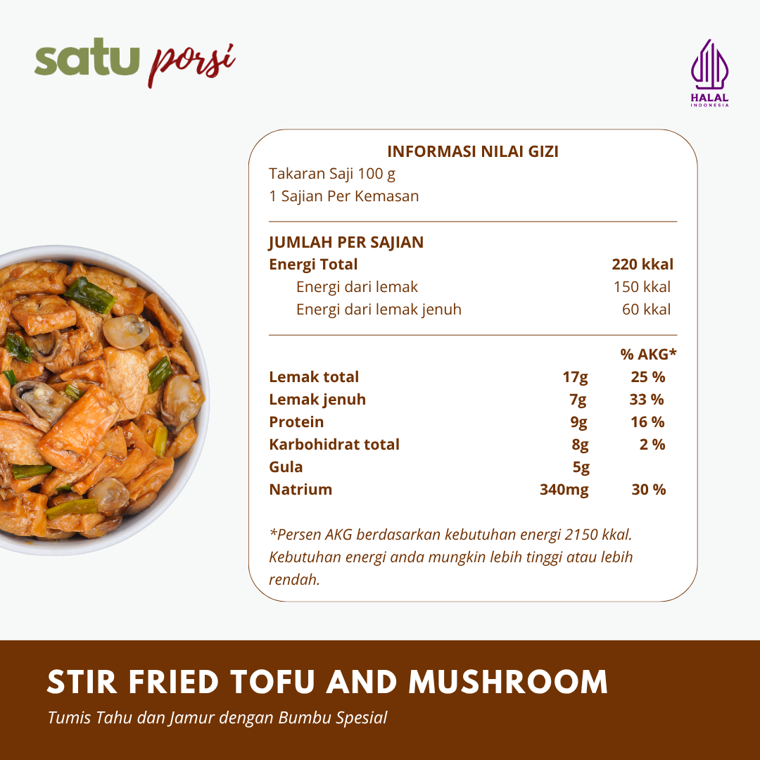 Satu Porsi Stir Fried Tofu and Mushroom