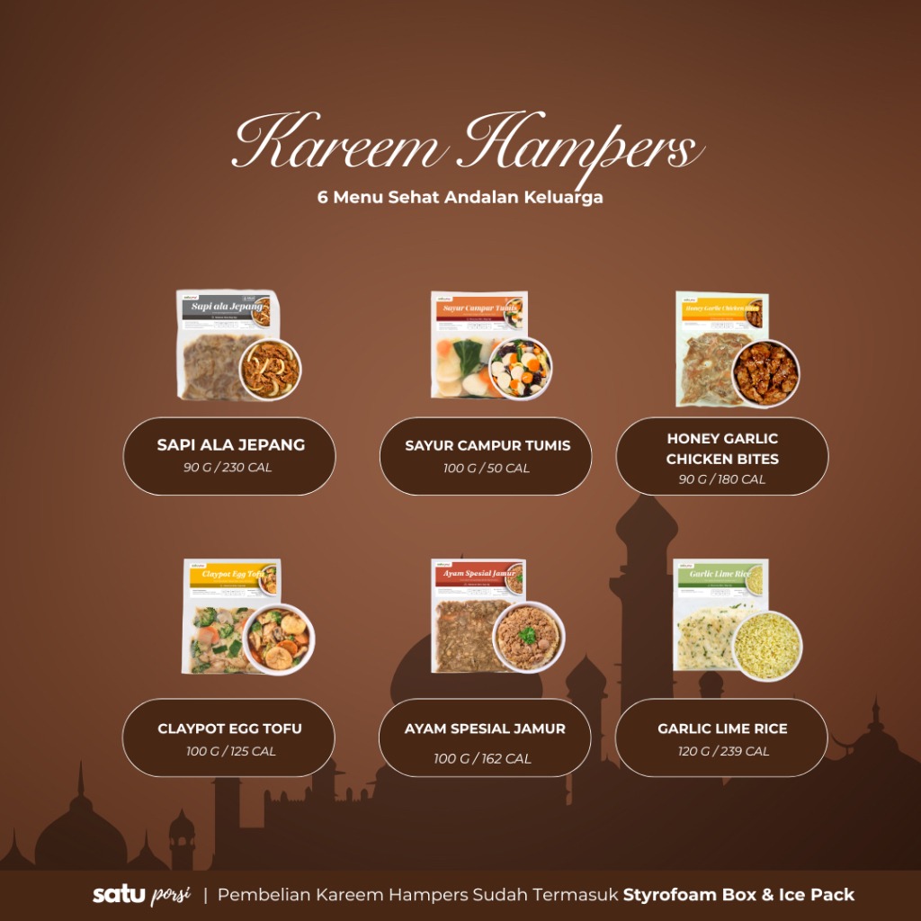 Satu Porsi Kareem Hampers (Paket Makanan Sahur 6 Menu)