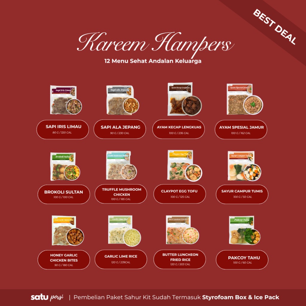 Satu Porsi Kareem Hampers (Paket Makanan Sahur 12 Menu)