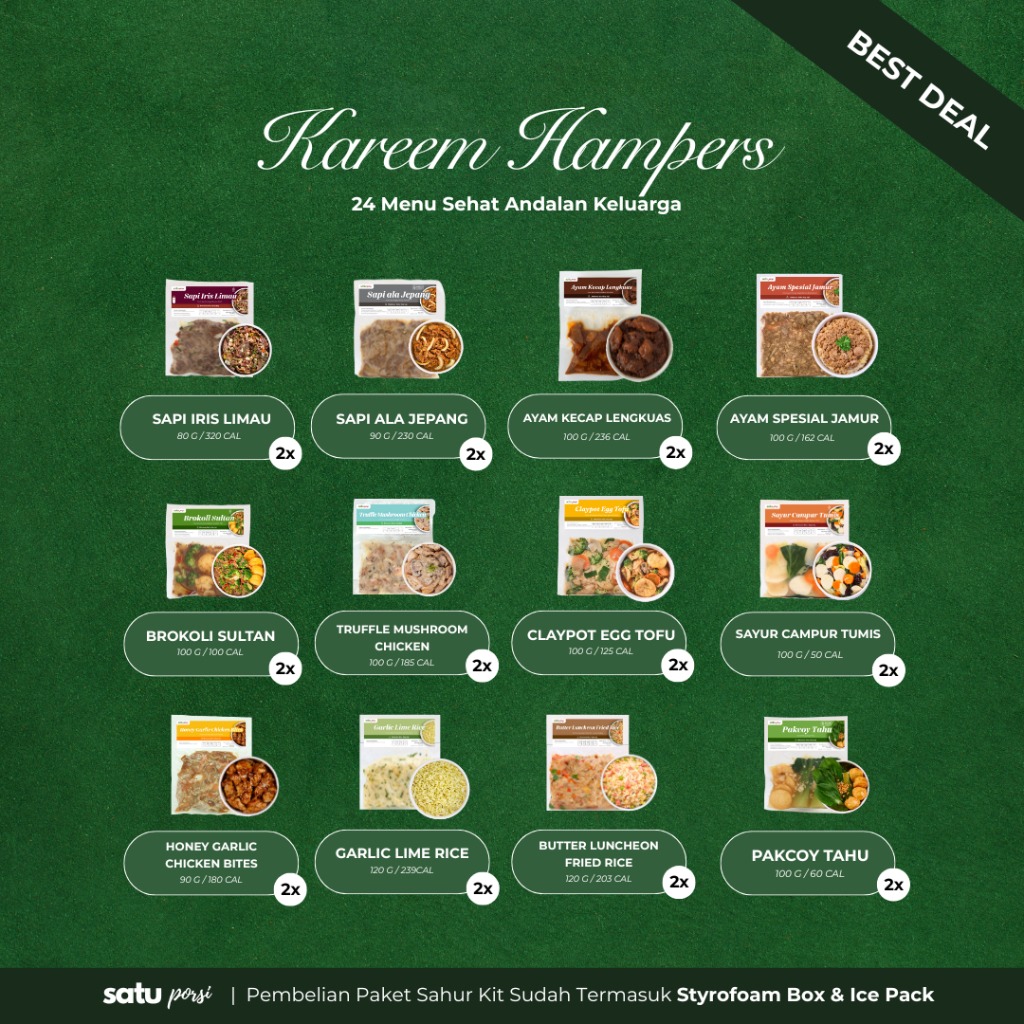 Satu Porsi Kareem Hampers (Paket Makanan Sahur 24 Menu)