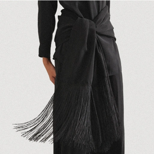 Image of Tempo Fringe Scarf - Black