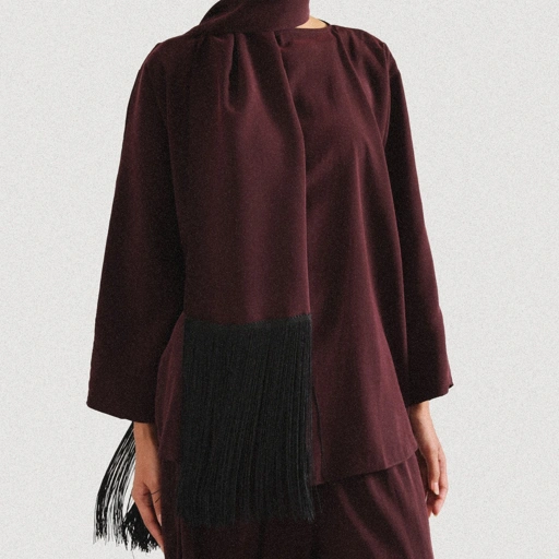Image of Tempo Fringe Scarf - Maroon