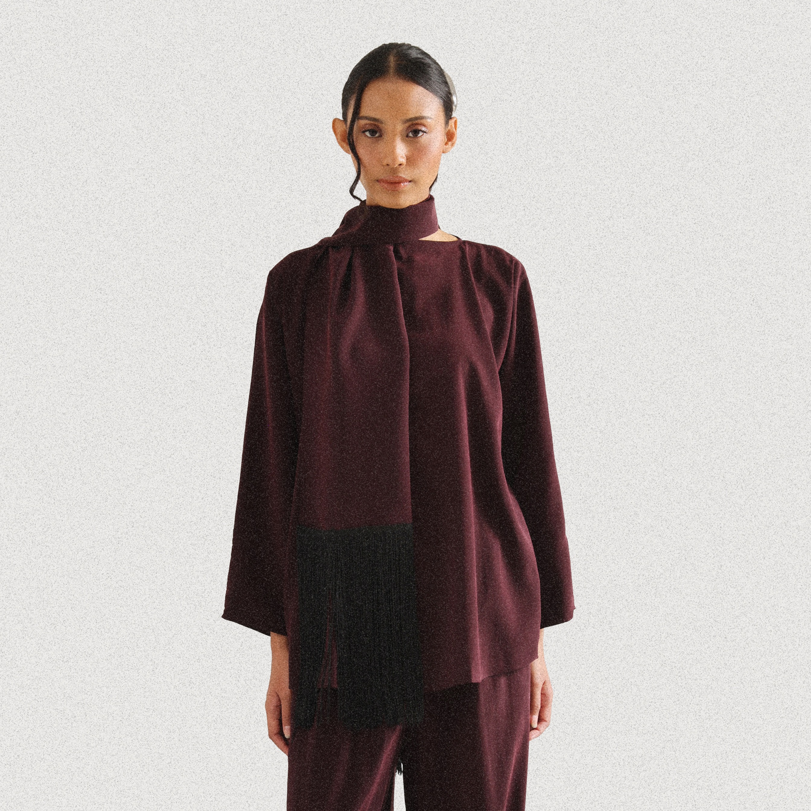 Tempo Fringe Scarf - Maroon