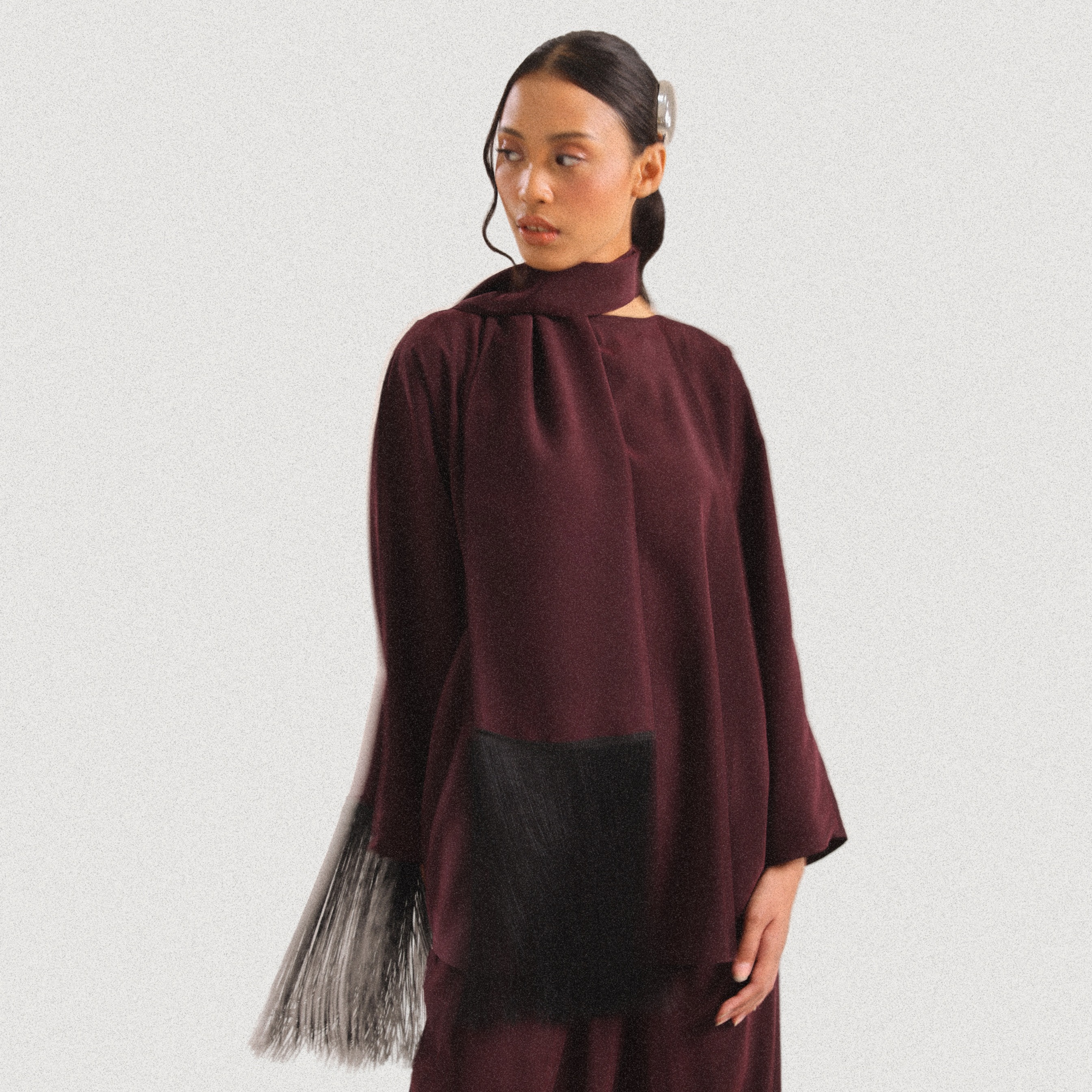 Tempo Fringe Scarf - Maroon