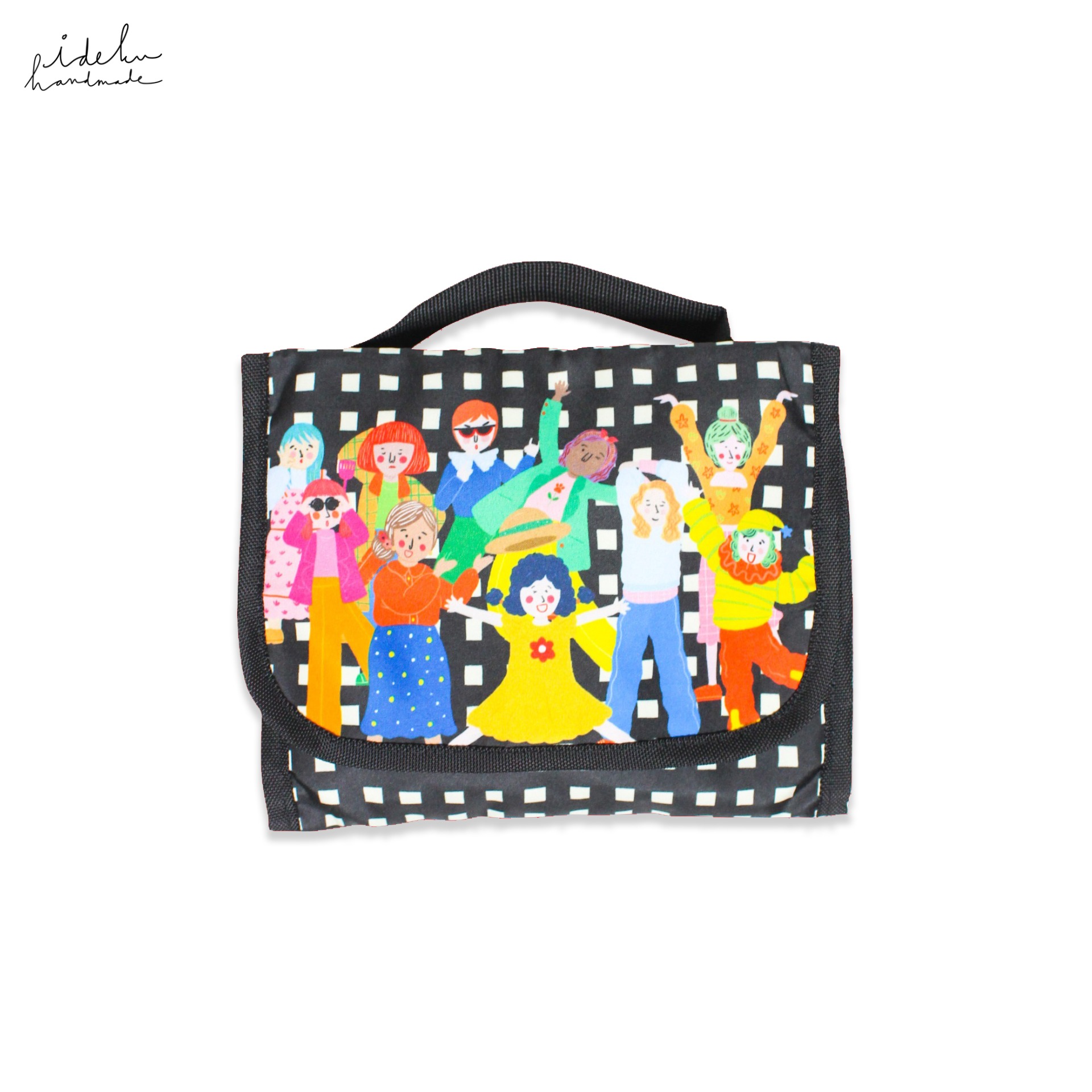 Fancy Faces Black Toiletries Bag Ideku