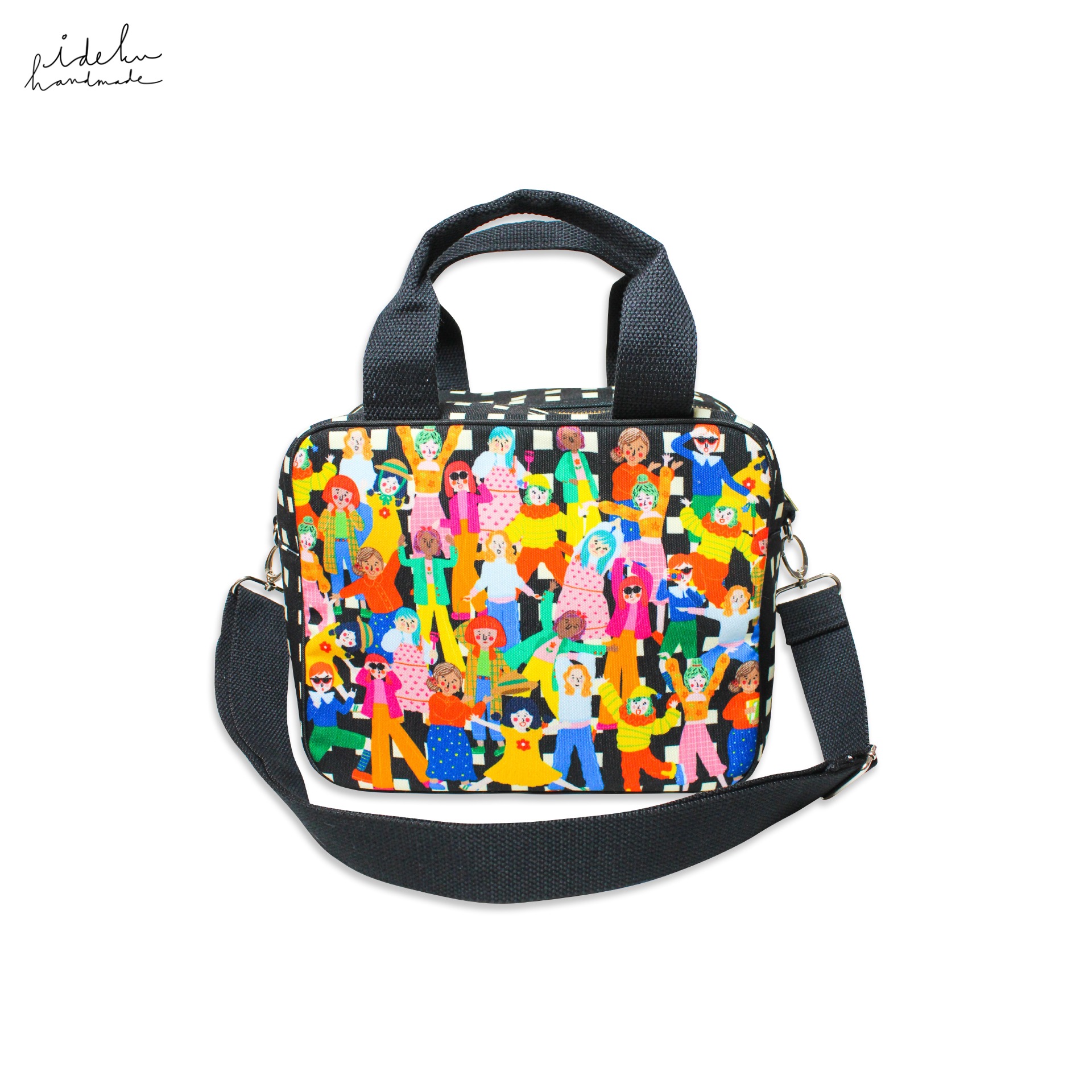 Fancy Faces Black Boxy Bag