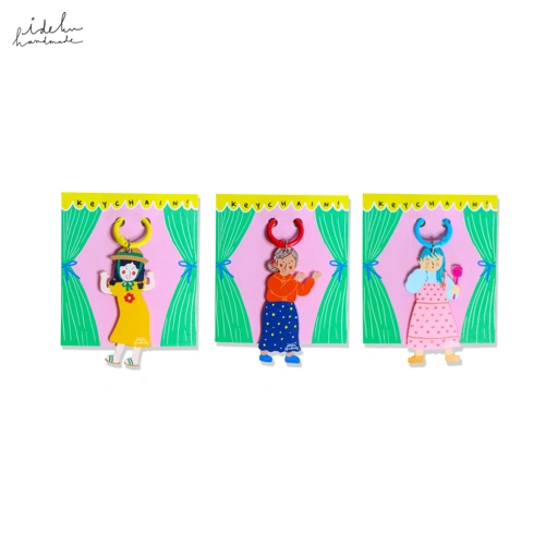 Image of Fancy Faces Black Keychain