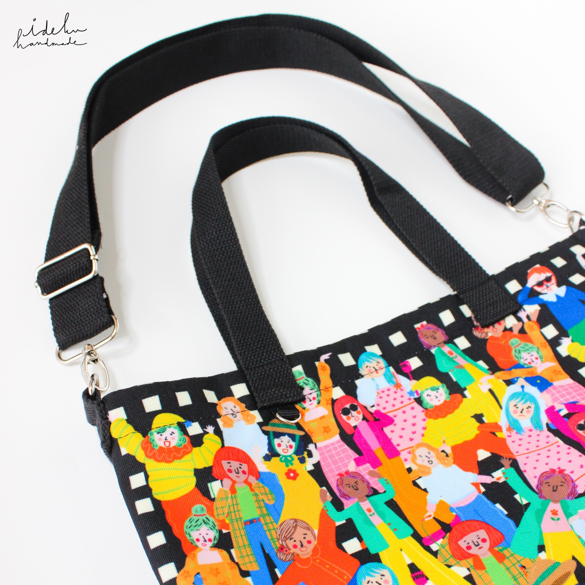 Fancy Faces Black Mini Totebag 