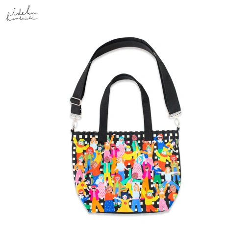 Image of Fancy Faces Black Mini Totebag 