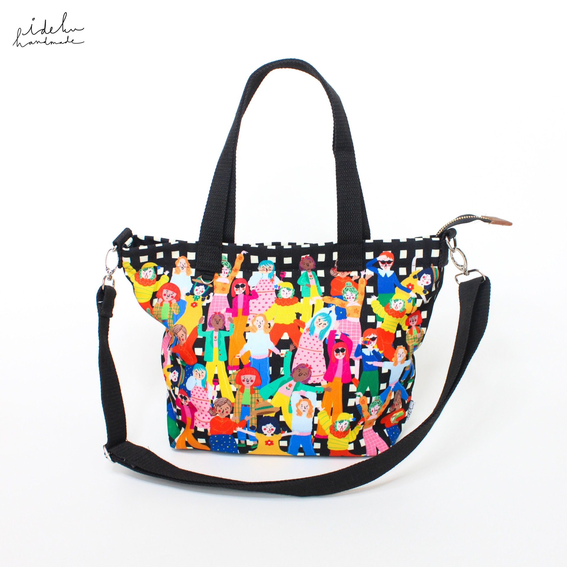 Fancy Faces Black Mini Totebag 