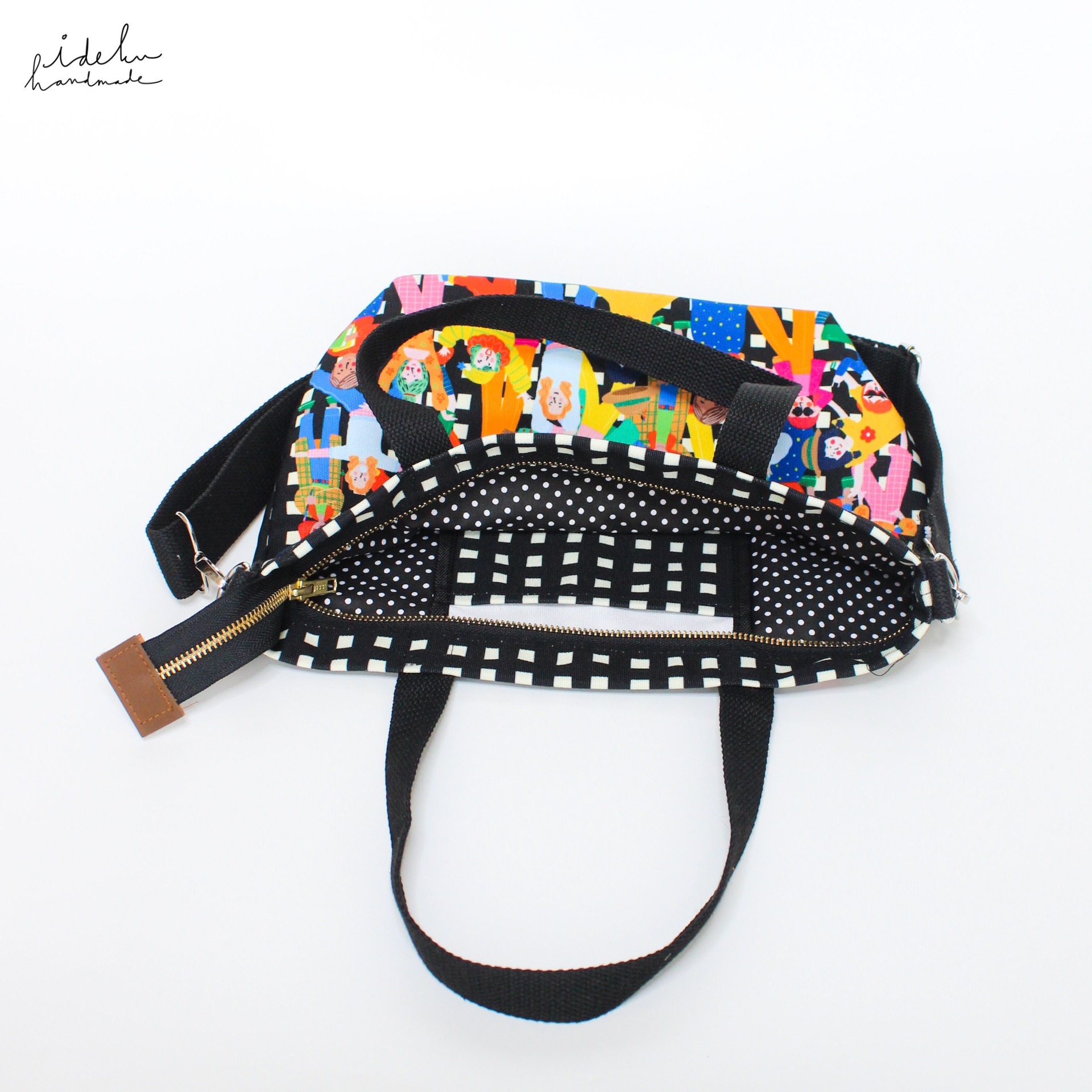 Fancy Faces Black Mini Totebag 