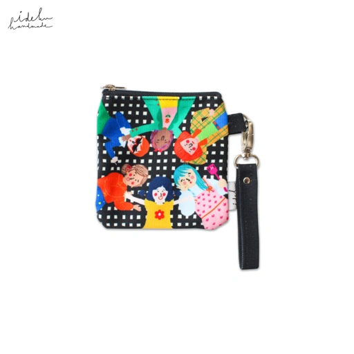 Fancy Faces Black Coin Pouch