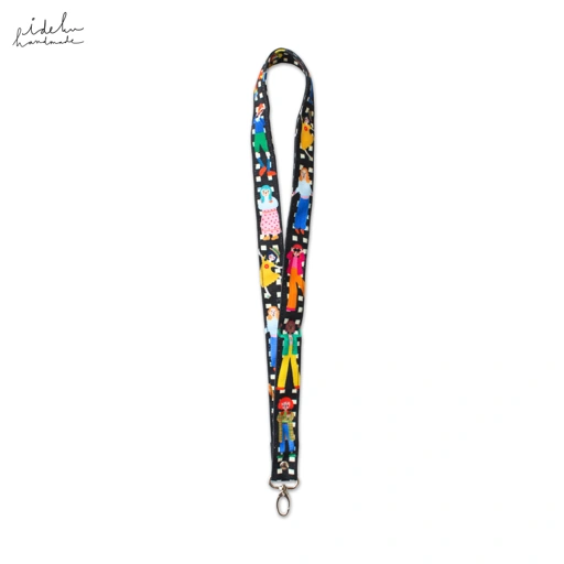 Fancy Faces Black Lanyard
