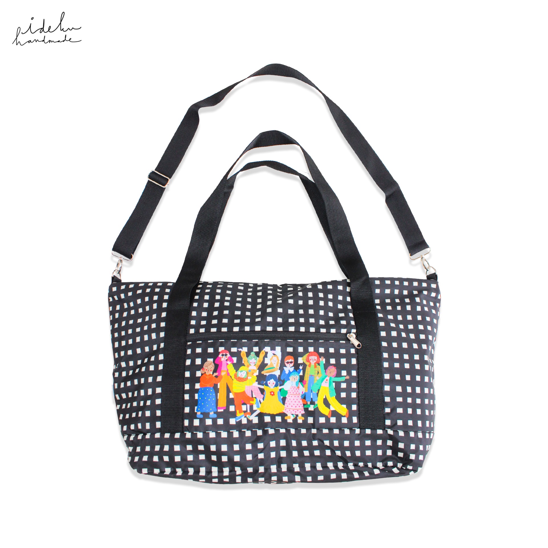 Fancy Faces Black Duffel Bag