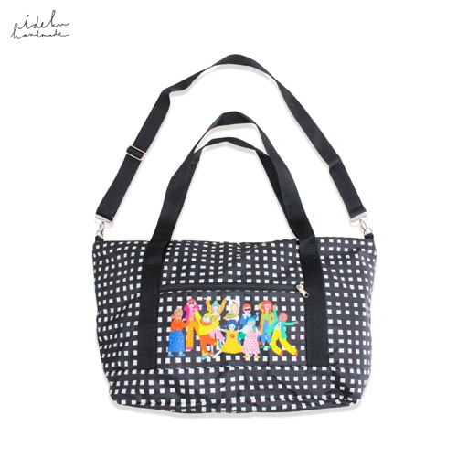 Fancy Faces Black Duffel Bag
