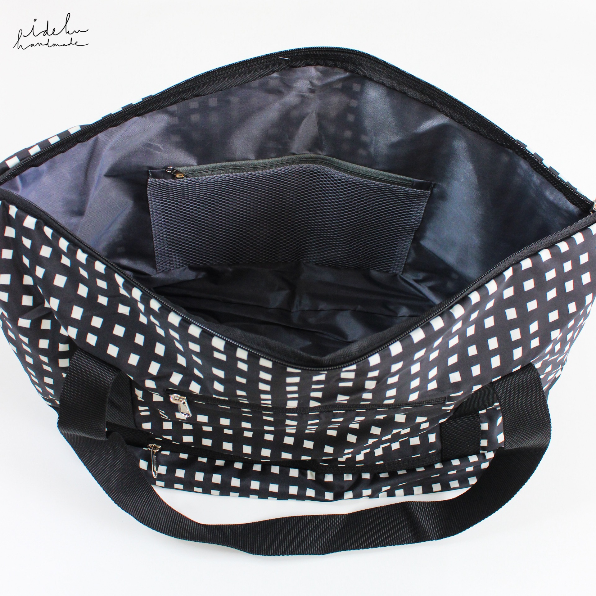 Fancy Faces Black Duffel Bag