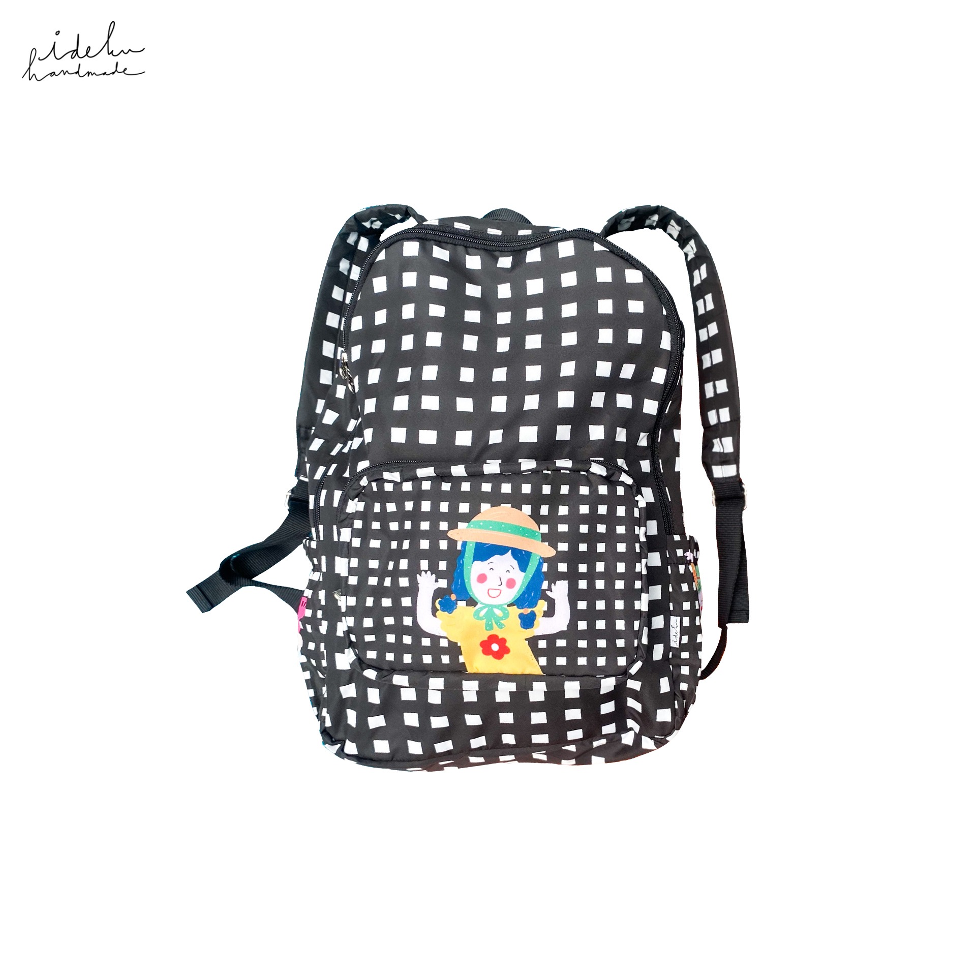 Fancy Faces Black Foldable Backpack