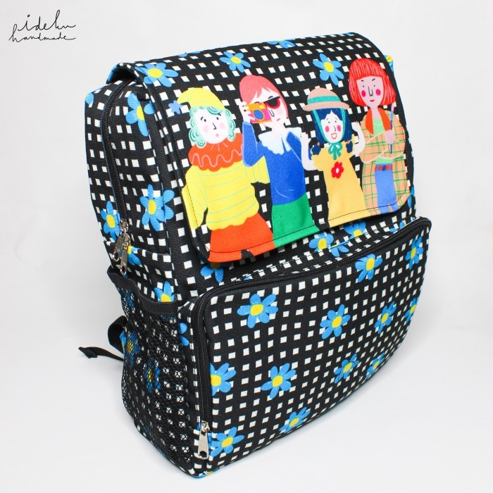 Fancy Faces Black Diapers Backpack