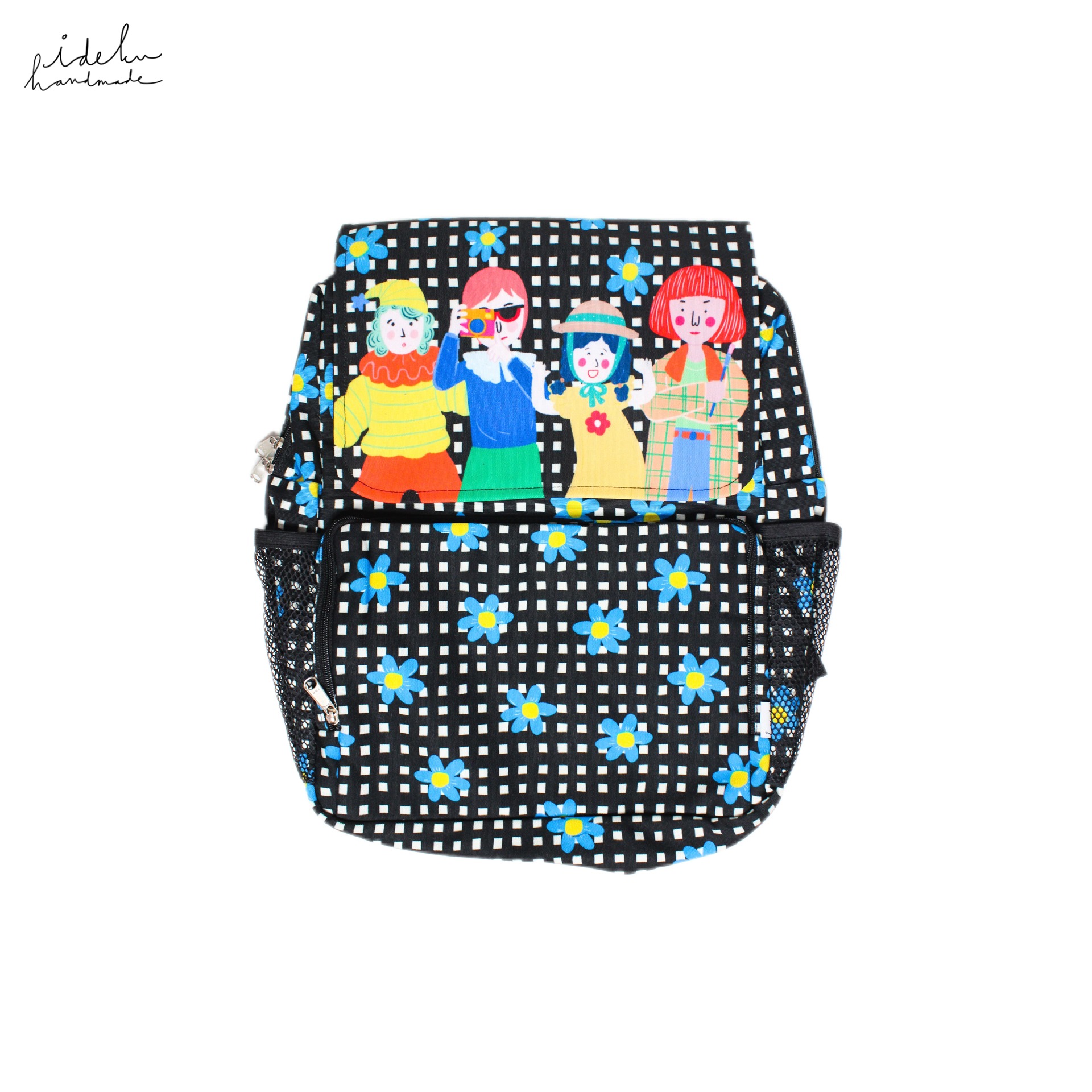 Fancy Faces Black Diapers Backpack