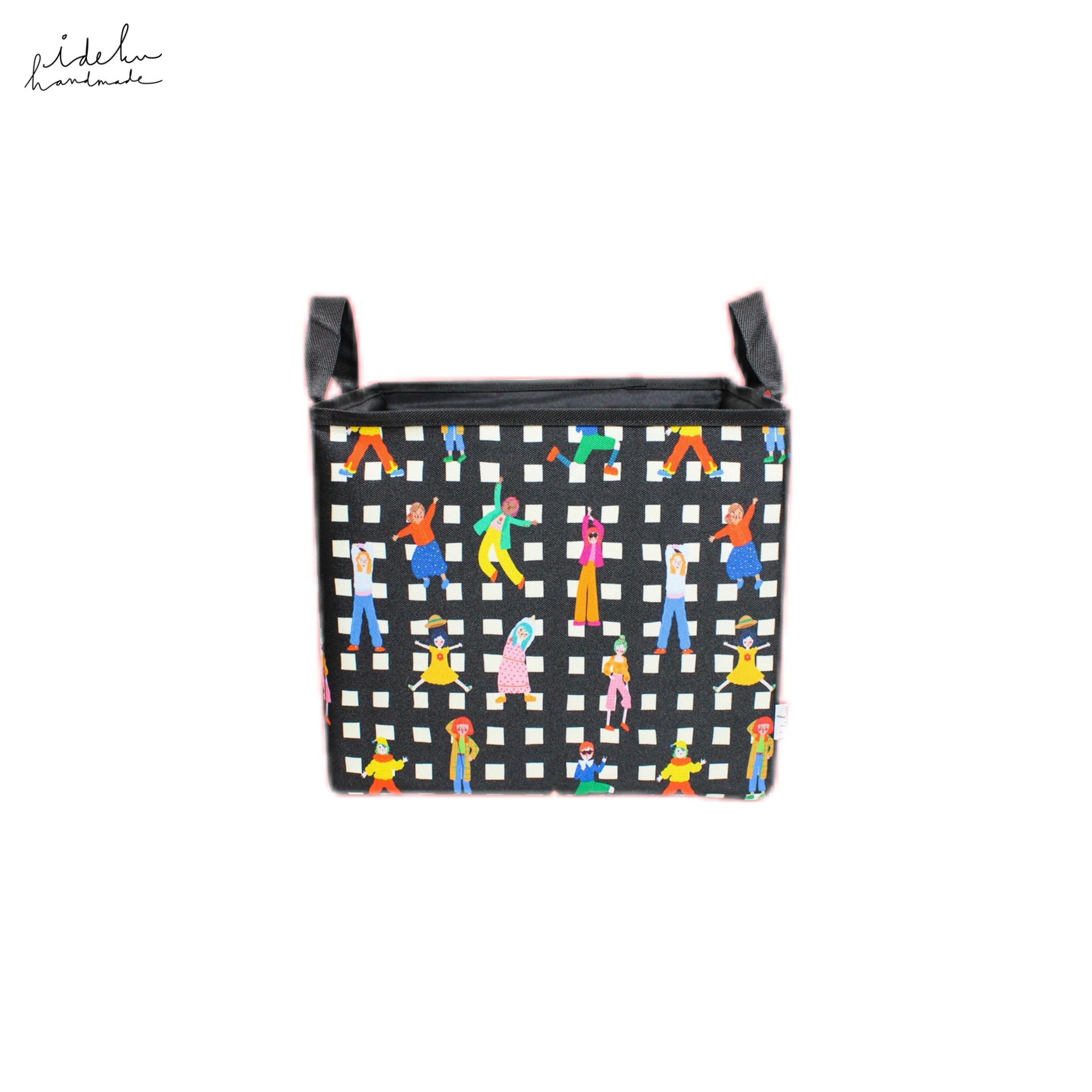 Fancy Faces Black Square Storage 